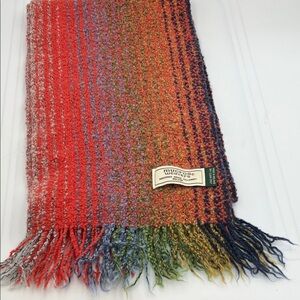 Mucros Weavers Ireland Wool Blend Scarf Multicolor Tweed Fringe Killarney